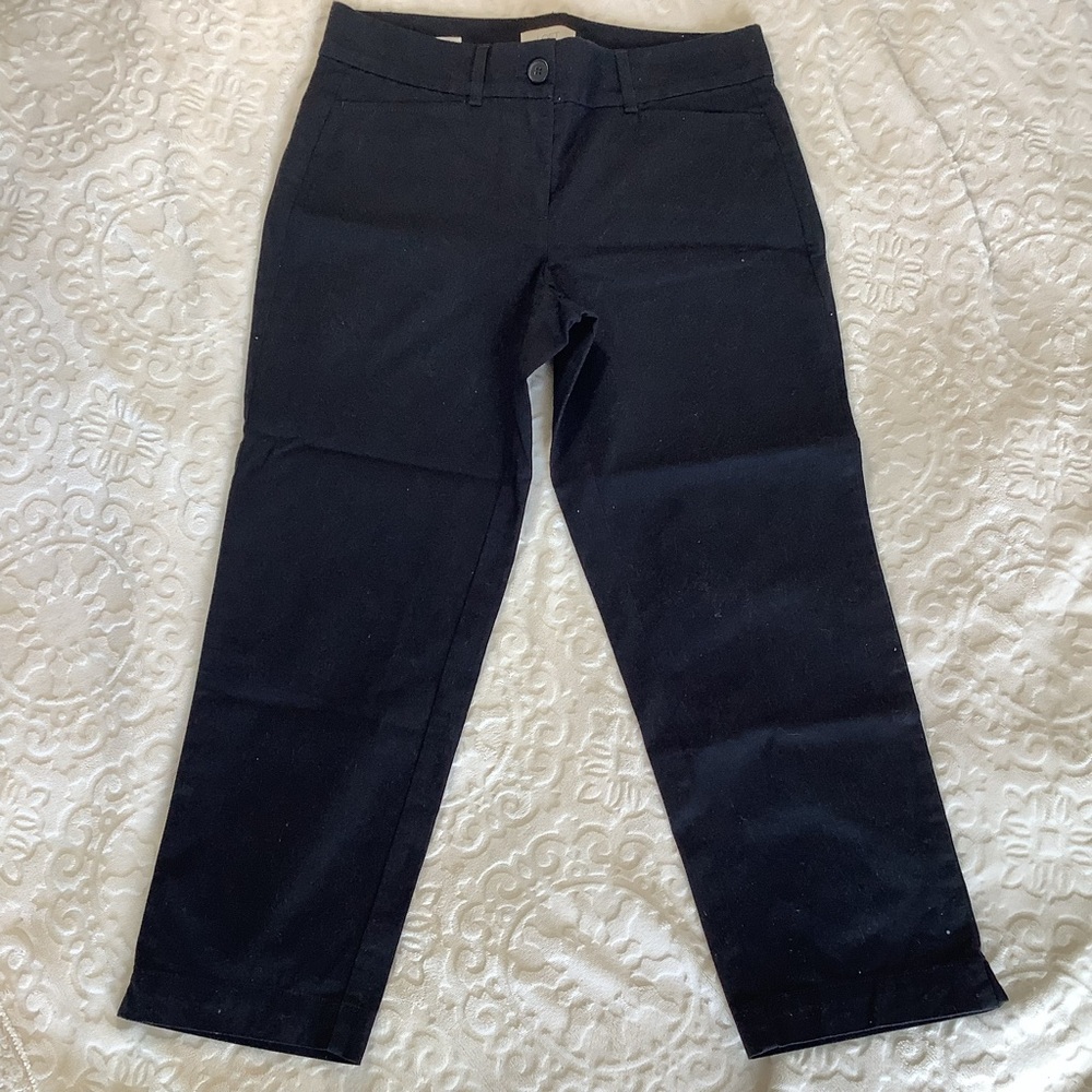 Loft CROPPED PETITE pants, black, size 2P